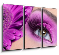 Obraz   Purple eye make up with gerber flower, 105 x 70 cm