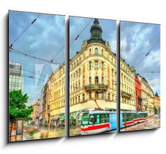 Obraz 3D tdln - 105 x 70 cm F_BB171777679 - City tram in the old town of Brno, Czech Republic