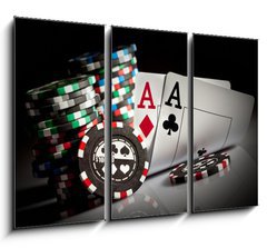 Obraz 3D tdln - 105 x 70 cm F_BB18213077 - gambling chips and aces - hazardn etony a esa