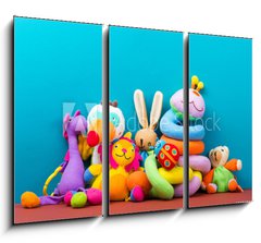 Obraz 3D třídílný - 105 x 70 cm F_BB182423566 - Set of colorful Kids toys frame. Copy space for text