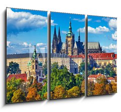 Obraz 3D tdln - 105 x 70 cm F_BB182987982 - Prague fall landscape view to Saint Vitus Cathedral with blue - Praha podzimn krajina pohled na katedrlu svatho Vta s modrou