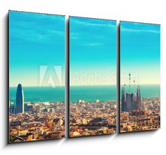 Obraz 3D tdln - 105 x 70 cm F_BB187469116 - View above on Barcelona landmark from Montjuic hill