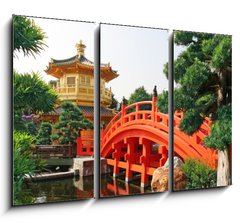 Obraz   Gold pavilion in Chinese garden, 105 x 70 cm