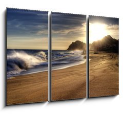 Obraz 3D tdln - 105 x 70 cm F_BB19490756 - Wave on beach with sun shining.