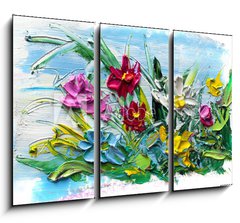 Obraz 3D tdln - 105 x 70 cm F_BB196641998 - Abstract oil painting of  flower.