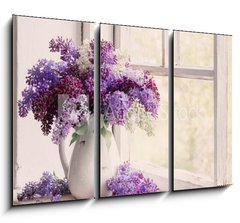 Obraz 3D tdln - 105 x 70 cm F_BB200078828 - lilac in jug on old windowsill background