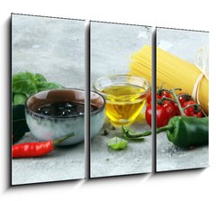 Obraz 3D tdln - 105 x 70 cm F_BB205580599 - Italian food background with different types of pasta, health or vegetarian concept.