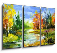 Obraz 3D tdln - 105 x 70 cm F_BB21413236 - Autumn landscape with the wood river
