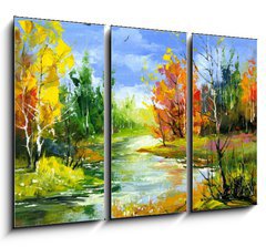 Obraz 3D tdln - 105 x 70 cm F_BB21413236 - Autumn landscape with the wood river