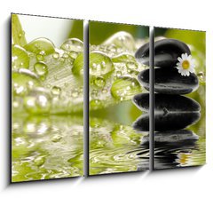 Obraz 3D tdln - 105 x 70 cm F_BB21480398 - Bambus mit Hot Stones Sonnenlicht und Wasser