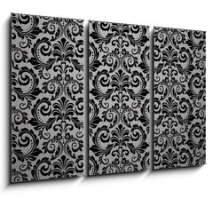 Obraz 3D tdln - 105 x 70 cm F_BB215761199 - Wallpaper in the style of Baroque. Seamless vector background. Black floral ornament. Graphic pattern for fabric, wallpaper, packaging. Ornate Damask flower ornament