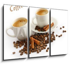 Obraz 3D tdln - 105 x 70 cm F_BB22406738 - Coffee cup and grain on white background