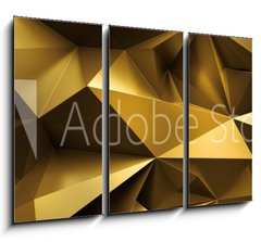 Obraz 3D tdln - 105 x 70 cm F_BB224714765 - 3d render, abstract gold crystal background, faceted texture, macro panorama, wide panoramic polygonal wallpaper