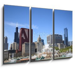 Obraz 3D tdln - 105 x 70 cm F_BB22647001 - Chicago Skyline and Fountain