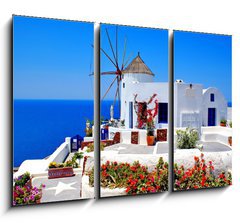 Obraz 3D tdln - 105 x 70 cm F_BB22813395 - Windmill on Santorini island, Greece - Vtrn mln na ostrov Santorini, ecko