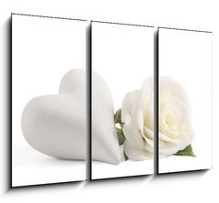 Obraz   White rose with heart, 105 x 70 cm