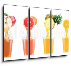 Obraz   Six tastes of juice pouring in plastic cup from fruit isolated on white background, 105 x 70 cm