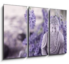 Obraz   Buddha bei Zen Meditation, Massage Steine, Lavendel, 105 x 70 cm
