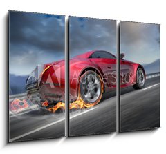 Obraz 3D tdln - 105 x 70 cm F_BB25589956 - Sports car moving on the road