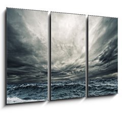 Obraz 3D tdln - 105 x 70 cm F_BB25821007 - Big ocean wave breaking the shore - Velk vlna ocenu rozbj pobe