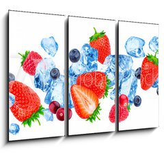 Obraz 3D tdln - 105 x 70 cm F_BB260822852 - Flying pieces of crushed ice and wild berries isolated on white background with clipping path