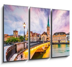 Obraz   Zurich, Switzerland. View of the historic city center with famous Fraumunster Church, 105 x 70 cm