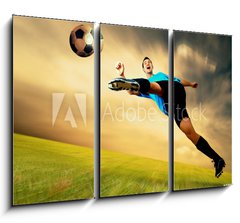 Obraz 3D tdln - 105 x 70 cm F_BB27867242 - Happiness football player on field of olimpic stadium on sunrise