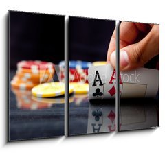 Obraz 3D tdln - 105 x 70 cm F_BB27973739 - Male hand showing two aces - Musk ruka s dvma esy