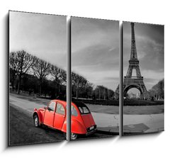 Obraz 3D tdln - 105 x 70 cm F_BB28112143 - Tour Eiffel et voiture rouge- Paris - Prohldka Eiffel et voiture rouge