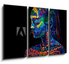 Obraz 3D tdln - 105 x 70 cm F_BB294351588 - UV body art painting of helloween female african warrior
