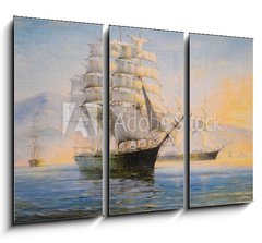 Obraz   Sailing ships in bay, oil painting on canvas, 105 x 70 cm