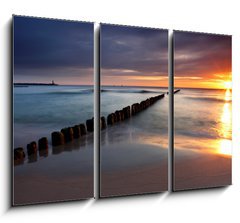 Obraz 3D tdln - 105 x 70 cm F_BB30334255 - Beautiful sunrise at baltic beach in Poland - Hel - Krsn svtn na baltsk pli v Polsku