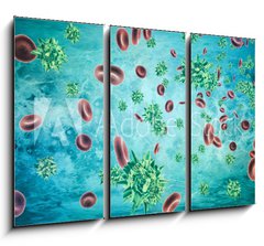 Obraz 3D tdln - 105 x 70 cm F_BB319192851 - Human blood cells and virus. 3d rendering