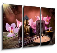 Obraz 3D tdln - 105 x 70 cm F_BB31973286 - buddah witn candle and incense