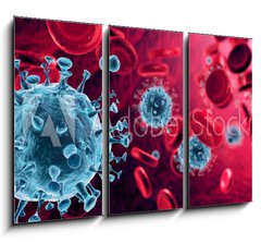 Obraz 3D tdln - 105 x 70 cm F_BB320670095 - Corona Virus In Red Artery