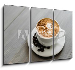 Obraz 3D tdln - 105 x 70 cm F_BB320686754 - Fresh brewed coffee with fern pattern latte art in white cup