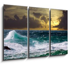 Obraz   wave during storm in sunset time, 105 x 70 cm