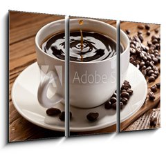 Obraz 3D tdln - 105 x 70 cm F_BB32232147 - Drop falling into a cup of coffee