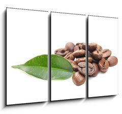 Obraz 3D tdln - 105 x 70 cm F_BB32616843 - coffee grains and leaf