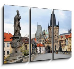 Obraz 3D tdln - 105 x 70 cm F_BB32998558 - walk over the Charles Bridge in Prague, Czech Republic - prochzka po Karlov most v Praze, esk republika