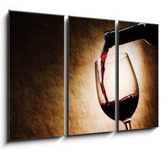 Obraz 3D tdln - 105 x 70 cm F_BB33098888 - Red Wine glass and Bottle