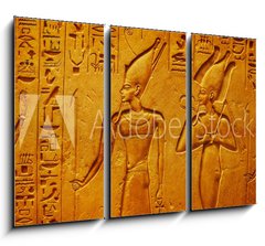 Obraz 3D tdln - 105 x 70 cm F_BB334138862 - Ancient Egypt hieroglyphics with pharaoh and ankh