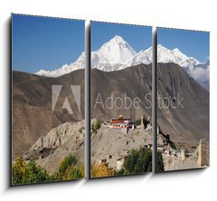 Obraz 3D tdln - 105 x 70 cm F_BB33766508 - Buddhist Monastery and Dhaulagiri peak, Nepal