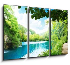 Obraz 3D tdln - 105 x 70 cm F_BB36234695 - waterfall in deep forest