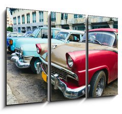 Obraz 3D tdln - 105 x 70 cm F_BB36605384 - Havana, Cuba. Street scene with old cars. - Havana, Kuba. Poulin scna se starmi vozy.