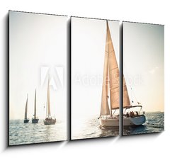 Obraz 3D tdln - 105 x 70 cm F_BB37590316 - Sailing ship yachts with white sails - Jachty plachetnic s blmi plachtami