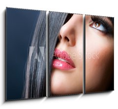 Obraz   Fashion Brunette. Beautiful Makeup and Healthy Black Hair, 105 x 70 cm