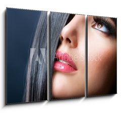 Obraz 3D tdln - 105 x 70 cm F_BB38827611 - Fashion Brunette. Beautiful Makeup and Healthy Black Hair - Mdn brunetka. Krsn make-up a zdrav ern vlasy