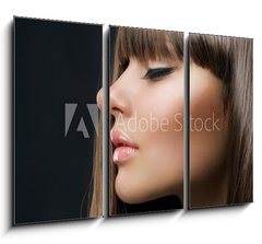 Obraz 3D tdln - 105 x 70 cm F_BB38898303 - Brown Hair. Beautiful Woman with Healthy Long Hair