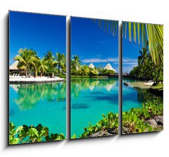 Obraz 3D tdln - 105 x 70 cm F_BB39219849 - Tropical resort with a green lagoon and palm trees